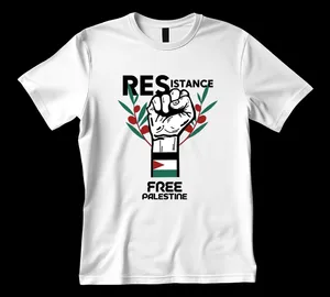 White t-shirt with Palestinian embroidery design